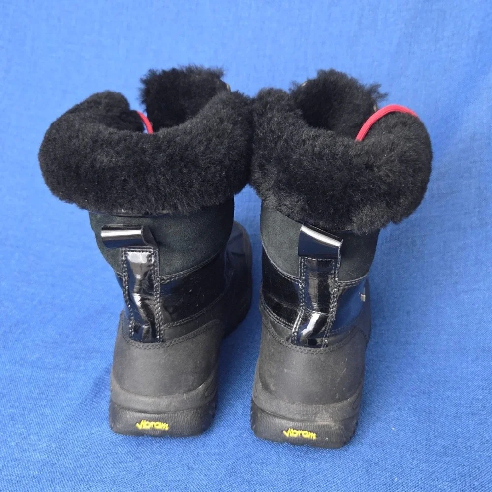 UGG Australia Mens Size 9 Butte Black Waterproof Leather Snow Boots Vibram F100